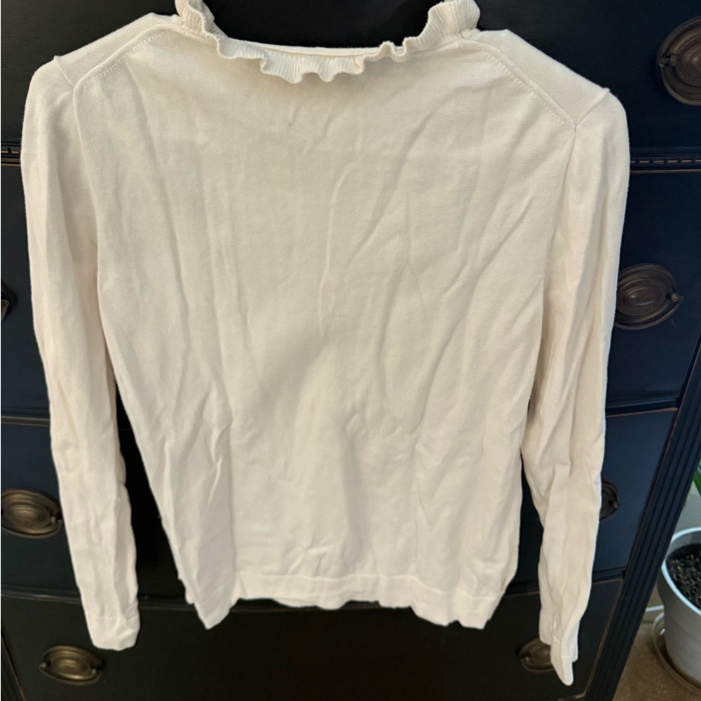 J. Crew Ivory Ruffle Sweater - Picture 3 of 4